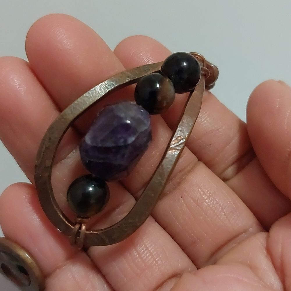 Artisan Solid Copper With Amethyst And Other Natu… - image 2